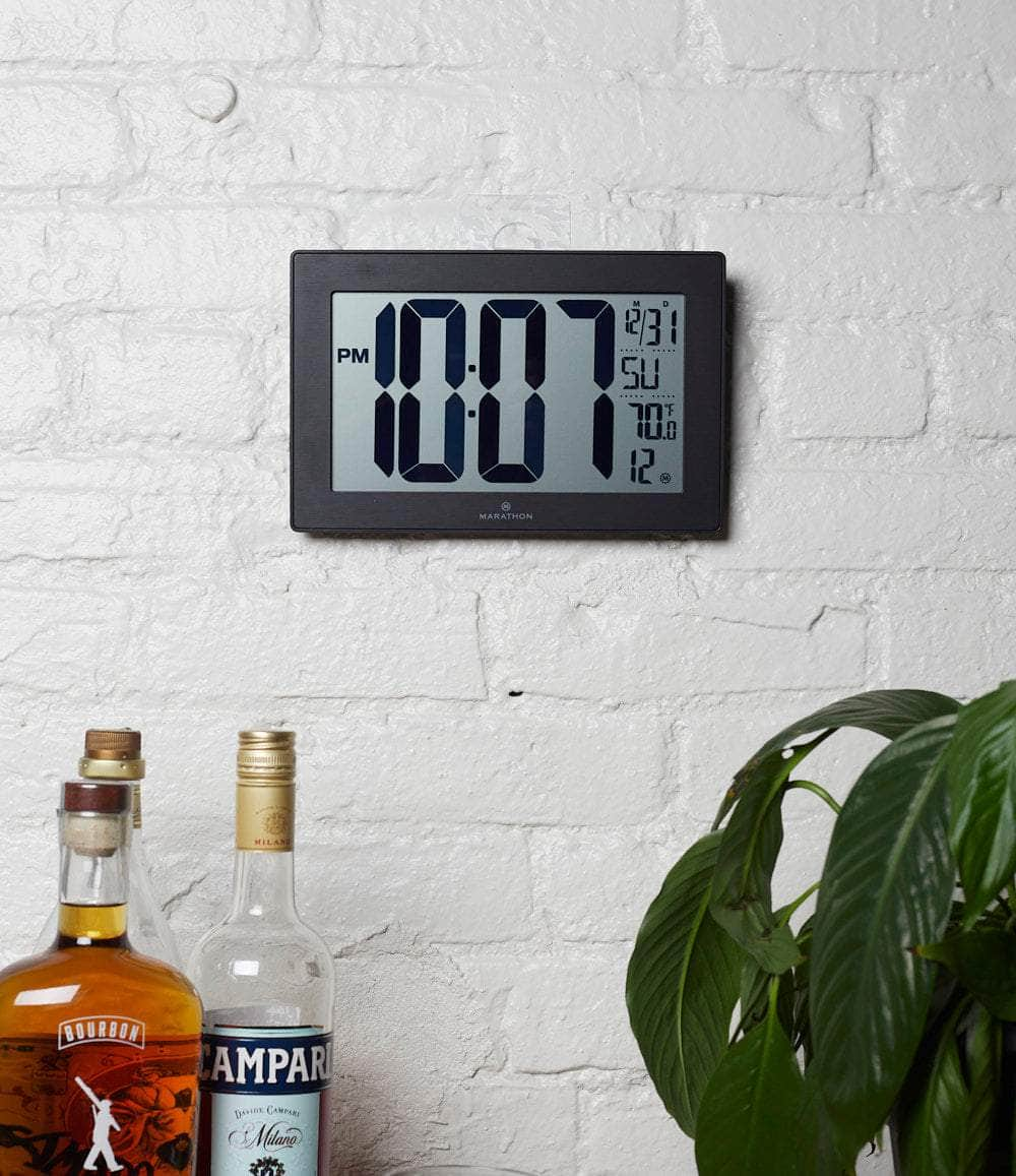 Atomic Digital Clock with Stand - Black